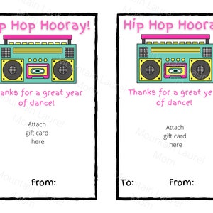 Dance Teacher Gift, Printable Gift Card Holder, Dance Teacher Thank You ...