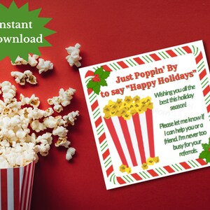 EDITABLE Vacances de Noël immobilier Pop by, Holiday pop by, Vacances de Noël Marketing immobilier, Merci pop par tag, pop-corn pop