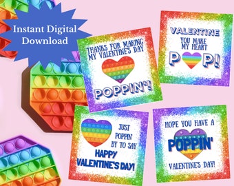 Valentine card, pop it, valentine for kids, pop it fidget, kids valentine, valentine cards, cute valentines, valentines printable