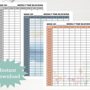 Weekly time blocking, time blocking, weekly schedule, time management, weekly calendar, block schedule, time management, printable planner