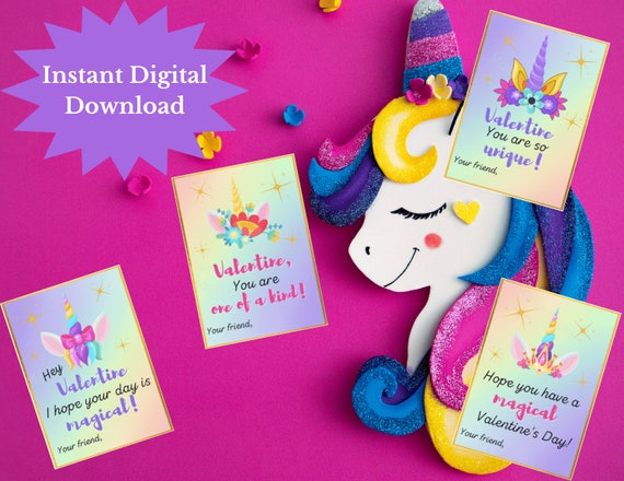 Valentine Card Unicorn Valentine Valentine for Kids Unicorn