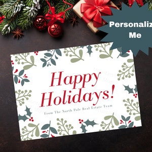 Zakelijke kerstkaarten, kerstkaarten voor onroerend goed, zakelijke kerstkaarten, gepersonaliseerde kerstkaarten, printbare kerstkaarten