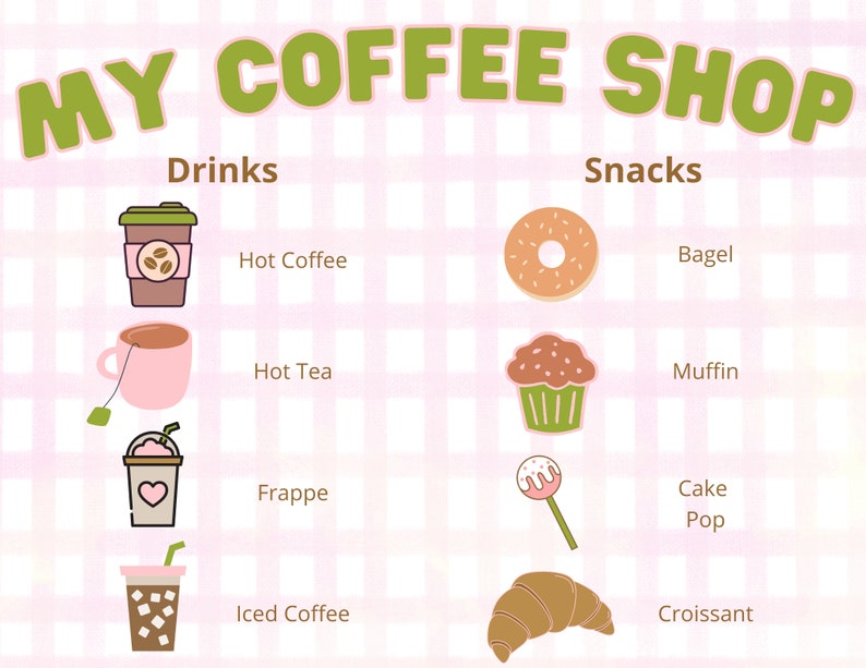 Coffee Shop Pretend Play Printable, Pretend Coffee Shop, Dramatic Play ...