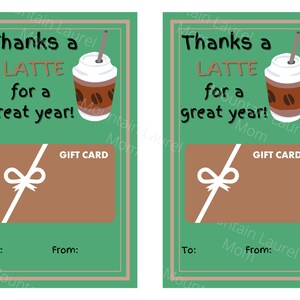 Printable Starbucks Gift Card Holder Teacher Thank You - Etsy