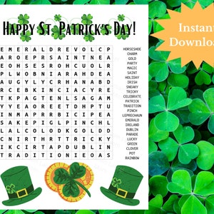 St. Patrick&#39;s Day word search, St. Patrick&#39;s Day printable, St. Patrick&#39;s Day Games, St. Patrick&#39;s Day activities, word search, St. Patricks