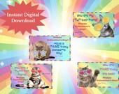 Valentine card, cat valentine, kitty cat valentine, animal valentine, valentine kids, kids valentine, valentine cards, valentines printable