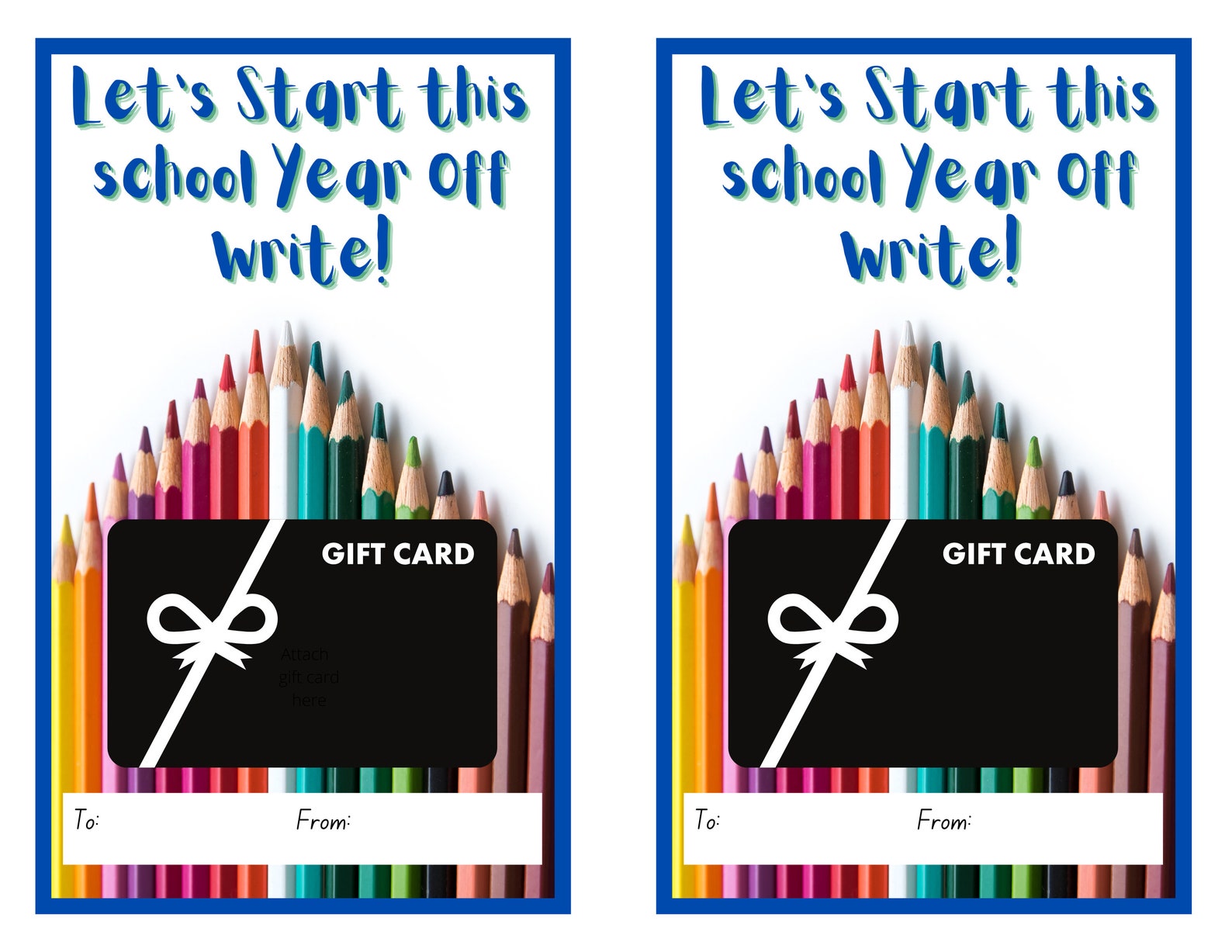 Back to School Printable, Back to School Gift, Printable Gift Card ...