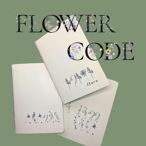 Custom handmade notebook, flower alphabet