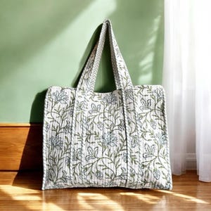 Handblock bedruckte Tragetaschen | Gesteppte Einkaufstasche | Hand-Block gedruckt Tasche | Strandtasche | Große gesteppte Tasche | Gesteppte große Shopper-Tasche | Tasche