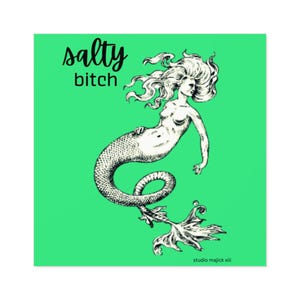 Salty Bitch Mint Colorway Square Stickers, Indoor\Outdoor
