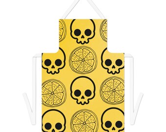 Lemon Citrus Slice & Skull Summer Adult Apron (AOP)