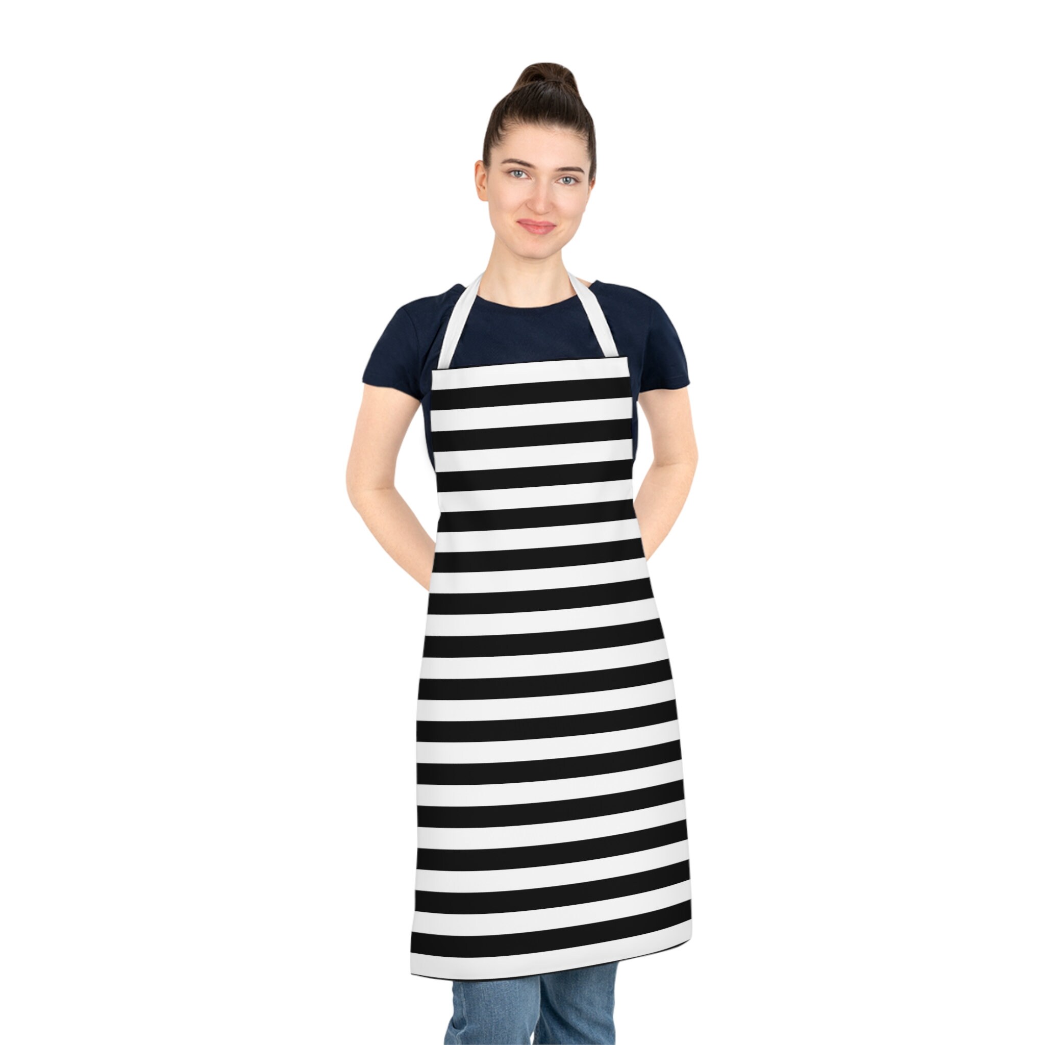 Black & White Stripe Adult Apron (AOP)
