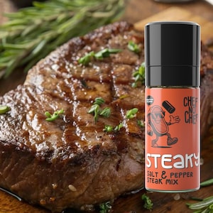 BBQ Gift for Dad • Gourmet Steak Seasoning • Pepper and Salt Spice Blend Grinder for Grilling