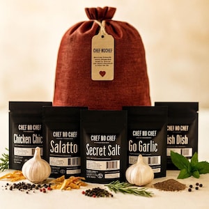 Cooking Spice Gift Set • Cooking Sampler with 5 Seasonings • Anniversary, Housewarming, Teacher & Mom Gift