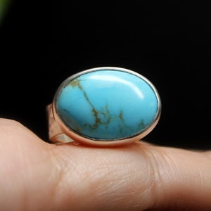 READY TO SHIP - Size 5.25 Oval Kingman Turquoise Sterling Silver Ring ...