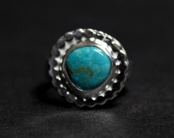 SIZE 6.5 - Royston Turquoise Sterling Silver Ring | Nevada Mine | Boho Minimalist | Gugma Jewelry