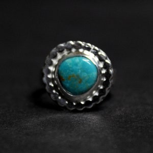 SIZE 6.5 - Royston Turquoise Sterling Silver Ring | Nevada Mine | Boho Minimalist | Gugma Jewelry