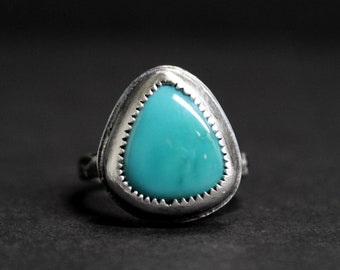 GRÖßE 8 - Blau Grün Royston Türkis Sterling Silber Ring | Nevada Mine | Boho Minimalist | Gugma Schmuck