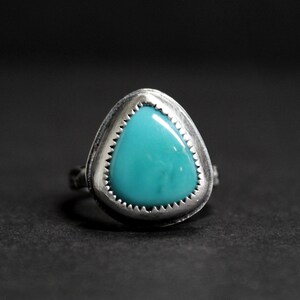 SIZE 8 -  Blue Green Royston Turquoise Sterling Silver Ring | Nevada Mine | Boho Minimalist | Gugma Jewelry