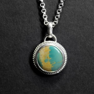 Round Royston Ribbon Turquoise Sterling Silver Necklace | Two Stone Necklace | Bohemian Minimalist | Gugma Jewelry