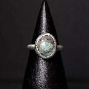 SIZE 7 - Damele Sterling Silver Statement Ring #002  | Turquoise Variscite Green Damale | Boho Minimalist | Gugma Jewelry