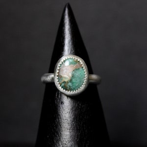 SIZE 7.5 - Damele Sterling Silver Statement Ring #003  | Turquoise Variscite Green Damale | Boho Minimalist | Gugma Jewelry