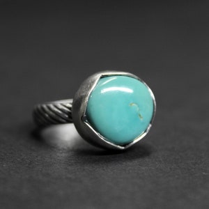 SIZE 6.75 -  Royston Turquoise Sterling Silver Ring | Nevada Mine | Boho Minimalist | Gugma Jewelry