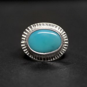 SIZE 5.75 - Sideways Oval Royston Turquoise Sterling Silver Ring | Nevada Mine | Boho Minimalist | Gugma Jewelry