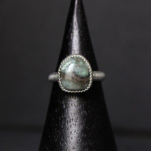 SIZE 6 - Damele Sterling Silver Statement Ring #001  | Turquoise Variscite Green Damale | Boho Minimalist | Gugma Jewelry