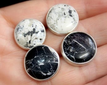Large White Buffalo Ribbon Turquoise Sterling Silver Stud Post Earrings | Boho Minimalist Earrings | Gugma Jewelry