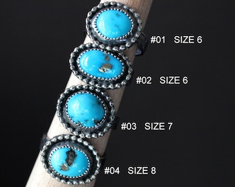 SIZE 6, 7 - Sleeping Beauty Turquoise Sterling Silver Ring |Arizona Mine | Women's Minimalist | Gugma Jewelry