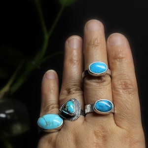 READY TO SHIP - Size 5.25 Oval Kingman Turquoise Sterling Silver Ring ...