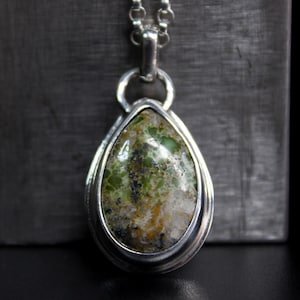Sonoran Gold Boulder Turquoise Sterling Silver Necklace | Boho Bohemian Minimalist | Gugma Jewelry