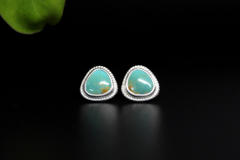 Sonoran Gem Turquoise Sterling Silver Stud Post Earrings Geometric Minimalist Studs Posts Earrings Gugma Jewelry image 4