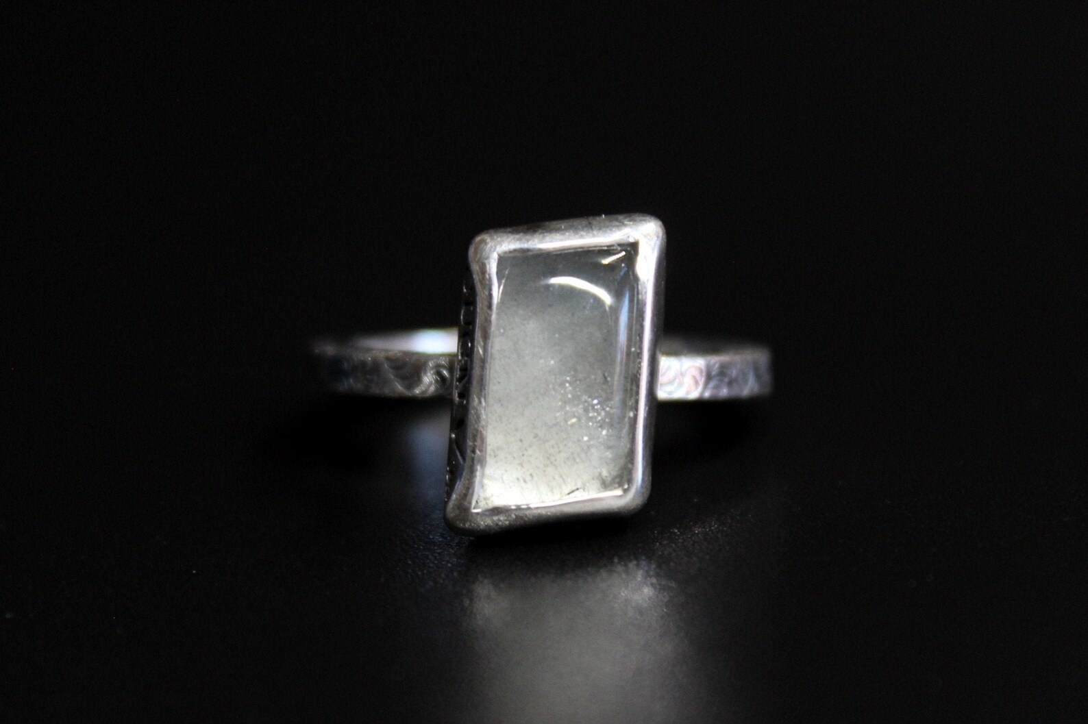 Parallelogram Sterling Silver Ring with Black Diamonds plated in 18K Gold (No 54) main image 1