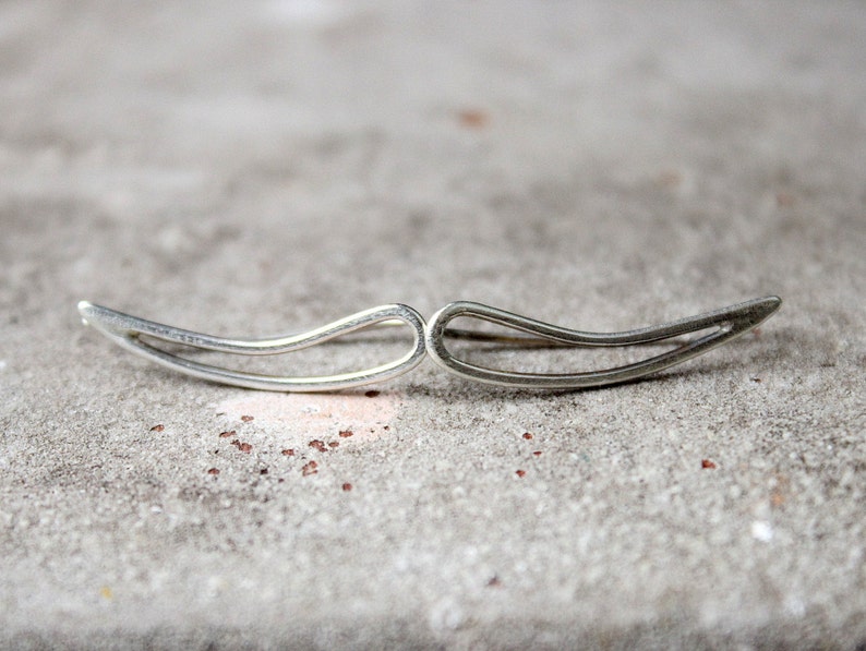 Paisley Teardrop Ear Climber Sterling Silver Earrings Crawlers Jackets Minimalist Jewelry Blackened Oxidized GUGMA Women/'s Handmade