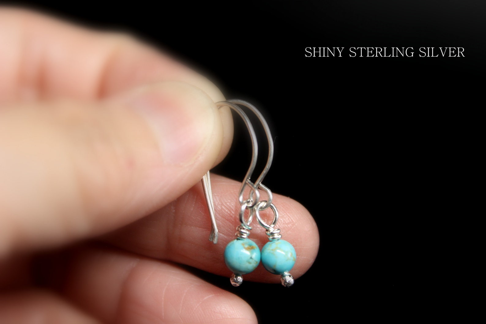 Sterling Silver Kingman Turquoise Flower Cluster Dangle Earrings main image 1