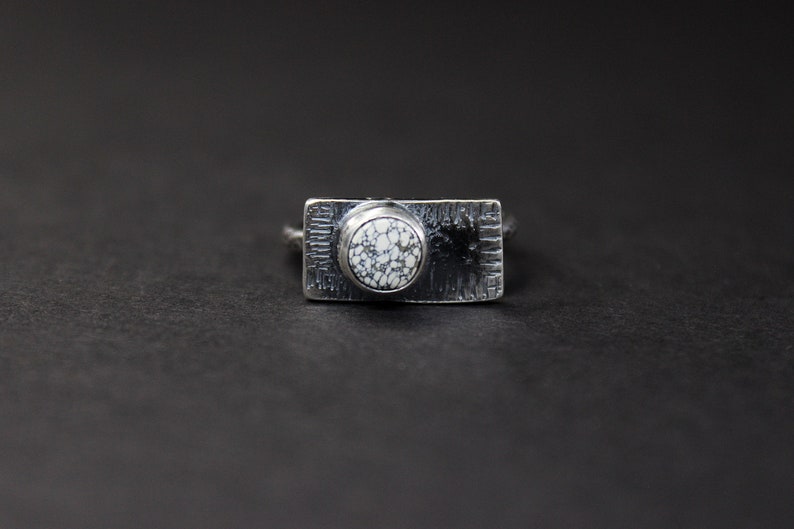 Gugma Jewelry Nevada Mine Boho Minimalist SIZE 6 New Lander New Lander Chalcosiderite Turquoise Sterling Silver Ring