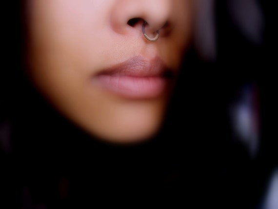 Simple Small Sterling Silver Nose Ring Clip On Boho Bohemian Faux Septum Captive Fake Nose Ring Minimalist GUGMA Women/'s Handmade