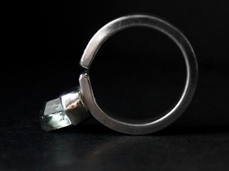 SIZE 6 6.5 Thick Open Band Engagement Ring March Birthstone Gugma Women/'s Minimalist Jewelry 7- Aquamarine Sterling Silver Ring