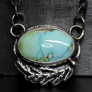 Sonoran Gold Turquoise Sterling Silver Necklace | Women's Boho Bohemian Minimalist Statement Necklace | Gugma Jewelry