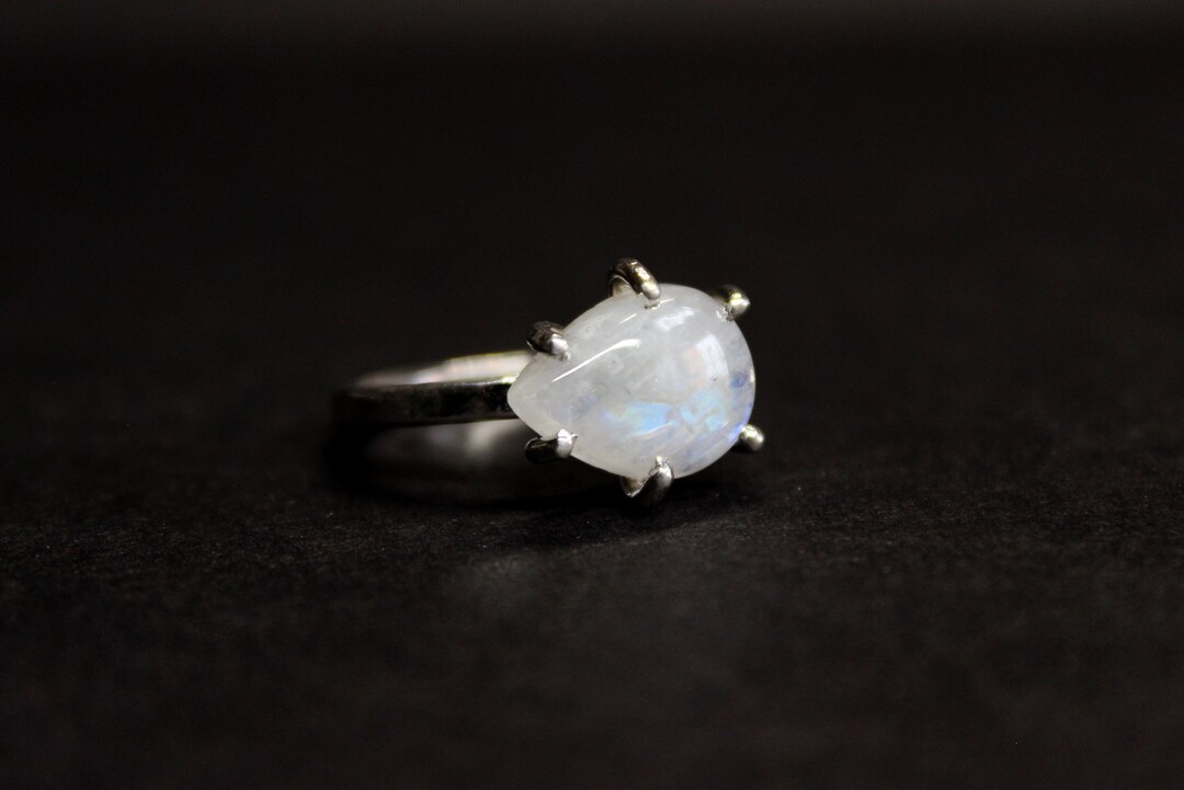 •RAINBOW MOONSTONE - CITADEL• decorative band silver ring (size 6.75)