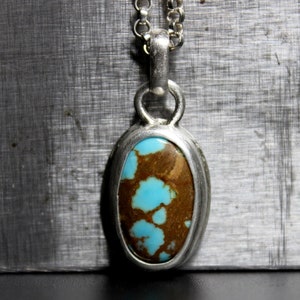 Oval Royston Boulder Turquoise Sterling Silver Necklace | Statement Necklace | Bohemian Minimalist | Gugma Jewelry
