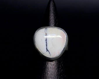 Size 7 Triangular Blush White Buffalo Ribbon Turquoise Sterling Silver Ring | Geometric Minimalist Boho Gugma Jewelry