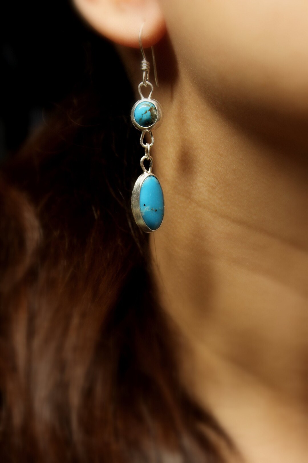 Kingman Turquoise Cluster Dangle Earrings by Hada