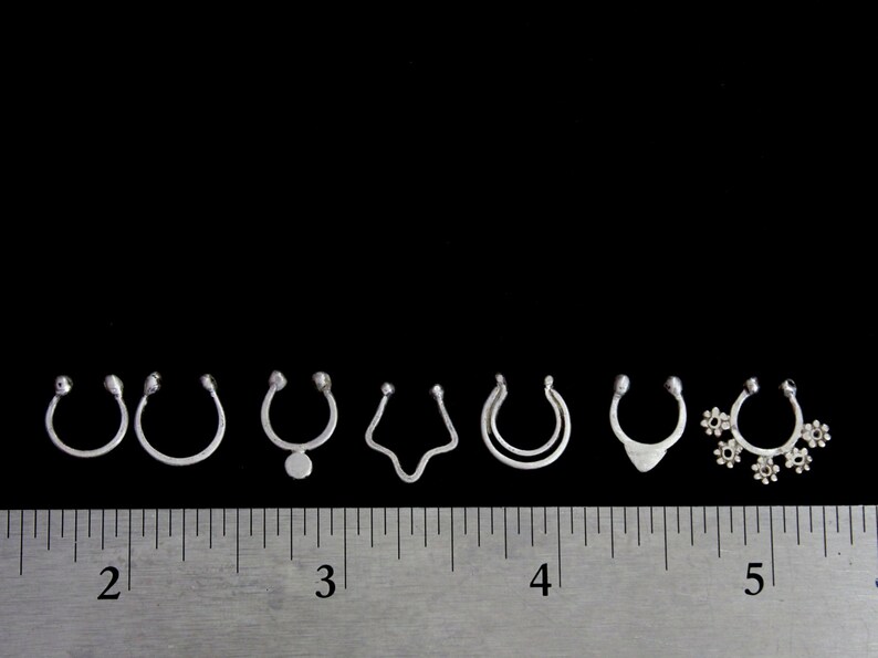 Simple Small Sterling Silver Nose Ring Clip On Boho Bohemian Faux Septum Captive Fake Nose Ring Minimalist GUGMA Women/'s Handmade