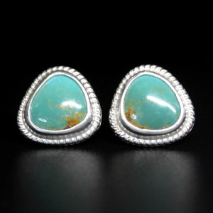 Sonoran Gem Turquoise Sterling Silver Stud Post Earrings Geometric Minimalist Studs Posts Earrings Gugma Jewelry image 2