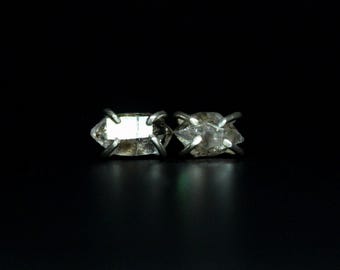 Salt And Pepper Raw Herkimer Diamond Sterling Silver Post Stud Earrings | Studs Posts Minimalist | Gugma Jewelry