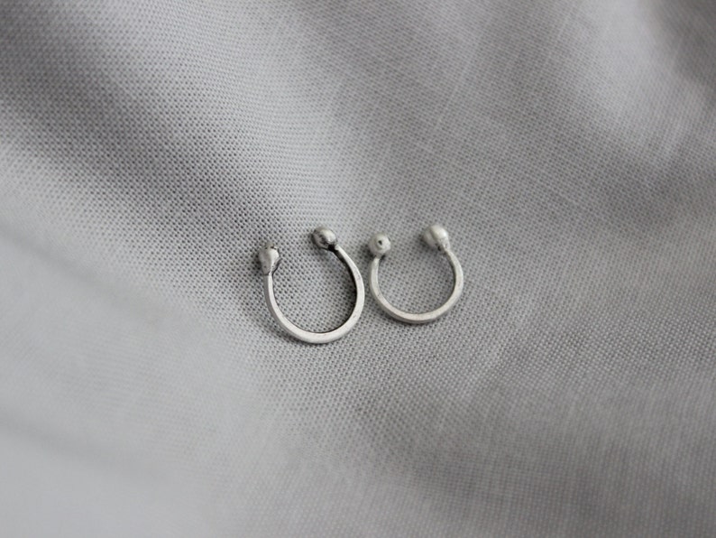 Simple Small Sterling Silver Nose Ring Clip On Boho Bohemian Faux Septum Captive Fake Nose Ring Minimalist GUGMA Women/'s Handmade