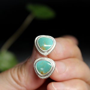 Sonoran Gem Turquoise Sterling Silver Stud Post Earrings Geometric Minimalist Studs Posts Earrings Gugma Jewelry image 7